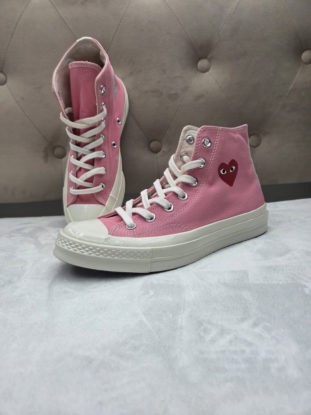 Converse x Comme des Garcons PLAY Chuck 70 High Pink Sneakers Women 8 Men 6